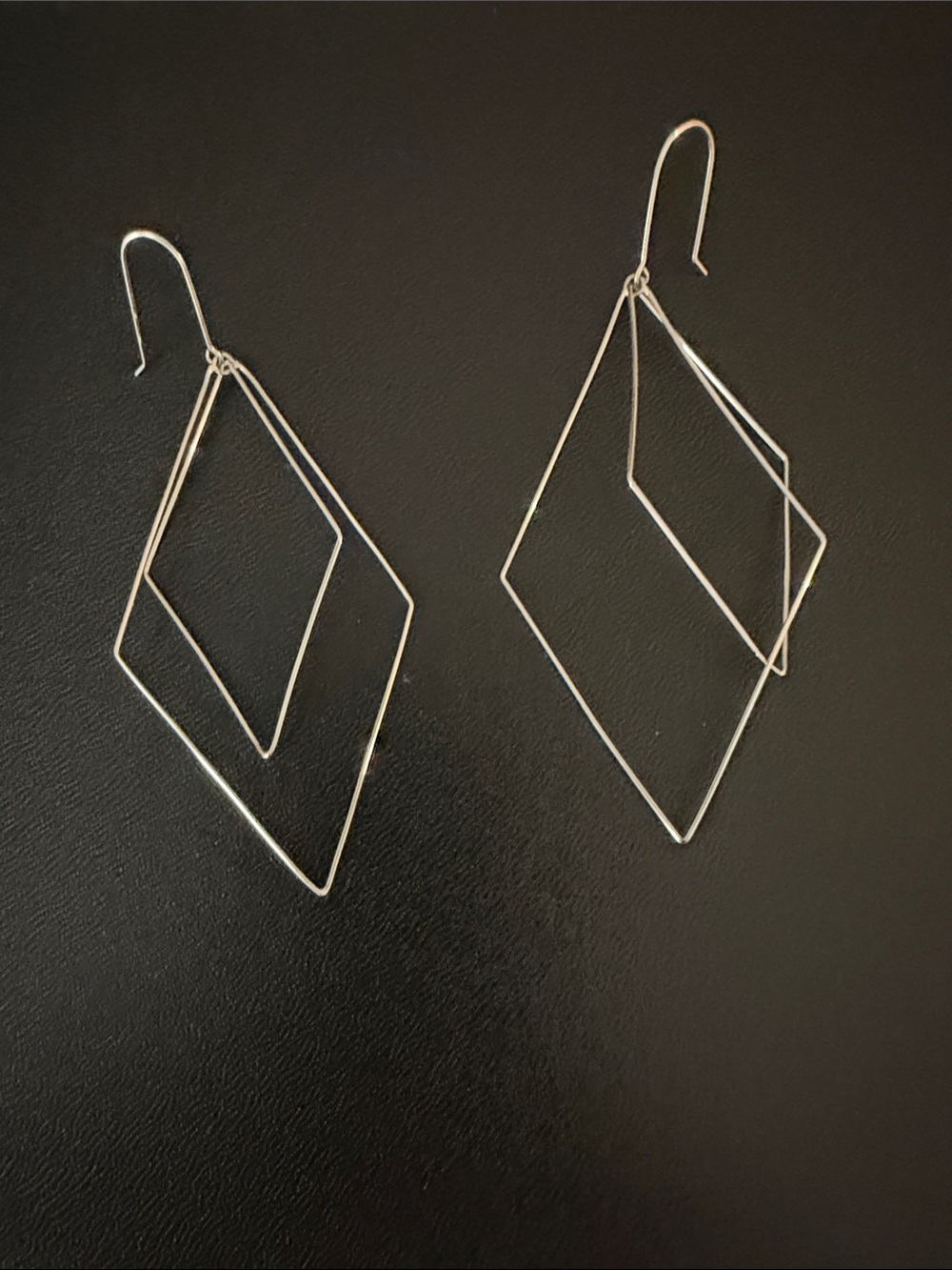 White Gold Large Dangling Earrings
